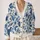 Elegant Blue Botanical Blooms for Resort Evenings and Casual Weekend Layering for Women All-over Print Knitted Cardigan - 2