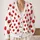 Red Lollipop Motifs for Sweet Everyday Layering and Party Outings, All-Season Style All-over Print Knitted Cardigan - 2