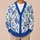 Blue Botanical Floral Motif for Winter Layering, Casual Outings, and Family Gatherings All-over Print Knitted Cardigan - 6