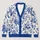 Blue Botanical Floral Motif for Winter Layering, Casual Outings, and Family Gatherings All-over Print Knitted Cardigan - 1