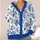 Blue Botanical Floral Motif for Winter Layering, Casual Outings, and Family Gatherings All-over Print Knitted Cardigan - 4