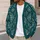 Teal Botanical Snowflake Medallions for Cozy Autumn Layering and Winter Getaways All-over Print Knitted Cardigan - 5