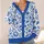 Blue And White Floral Botanical Style For Winter Layering And Everyday Casual Wear All-over Print Knitted Cardigan - 4