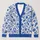 Blue And White Floral Botanical Style For Winter Layering And Everyday Casual Wear All-over Print Knitted Cardigan - 1