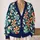 Retro Geometric Pinwheel Motif for Colorful Everyday Layering, Women’s Plus Size Style All-over Print Knitted Cardigan - 2