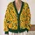 Golden Wildflower Vines for Relaxed Fall Layering, A Thoughtful Gift for Botanical Lovers All-over Print Knitted Cardigan - 2