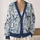 Blue Butterfly Wildflower Motifs for Relaxed Spring Layering Women’s Casual Style All-over Print Knitted Cardigan - 2