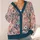 Floral Deer Bird Garden Motif for Relaxed Everyday Layering, Women’s Blue Pink Style All-over Print Knitted Cardigan - 4