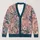 Floral Deer Bird Garden Motif for Relaxed Everyday Layering, Women’s Blue Pink Style All-over Print Knitted Cardigan - 1