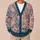 Floral Deer Bird Garden Motif for Relaxed Everyday Layering, Women’s Blue Pink Style All-over Print Knitted Cardigan - 6