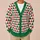 Red Green Triangle Geometry For Festive Layering And Everyday Style For Women At Home All-over Print Knitted Cardigan - 6