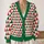 Red Green Triangle Geometry For Festive Layering And Everyday Style For Women At Home All-over Print Knitted Cardigan - 2