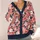 Coral Pink Floral Blossoms and Dark Leaves for Cozy Everyday Layering and Weekend Style All-over Print Knitted Cardigan - 4