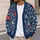Navy Red Botanical Blooms For Everyday Layering And Autumn Gatherings For Modern Women All-over Print Knitted Cardigan - 5