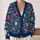 Navy Red Botanical Blooms For Everyday Layering And Autumn Gatherings For Modern Women All-over Print Knitted Cardigan - 2