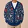 Navy Red Botanical Blooms For Everyday Layering And Autumn Gatherings For Modern Women All-over Print Knitted Cardigan - 6