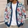 Red Butterflies and Blue Botanical Berries for Cozy Office Layering, Women's Plus Size All-over Print Knitted Cardigan - 5