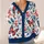 Red Butterflies and Blue Botanical Berries for Cozy Office Layering, Women's Plus Size All-over Print Knitted Cardigan - 4