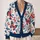 Red Butterflies and Blue Botanical Berries for Cozy Office Layering, Women's Plus Size All-over Print Knitted Cardigan - 2