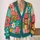 Colorful Patchwork Florals For Everyday Layering And Commuting, Women’s Casual Style All-over Print Knitted Cardigan - 2