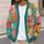 Colorful Patchwork Florals For Everyday Layering And Commuting, Women’s Casual Style All-over Print Knitted Cardigan - 5