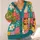 Colorful Patchwork Florals For Everyday Layering And Commuting, Women’s Casual Style All-over Print Knitted Cardigan - 4