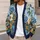 Blue Bird and Wildflower Garden for Relaxed Autumn Layering, Women’s Everyday Style All-over Print Knitted Cardigan - 5