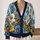 Blue Bird and Wildflower Garden for Relaxed Autumn Layering, Women’s Everyday Style All-over Print Knitted Cardigan - 2