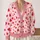 Red and White Heart Motif for Valentine's Day Layering and Casual Women's Outfits All-over Print Knitted Cardigan - 2