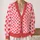 Coral Heart Motif Valentine's Day Casual Layering Women's Autumn Winter Gift Style All-over Print Knitted Cardigan - 2
