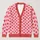 Coral Heart Motif Valentine's Day Casual Layering Women's Autumn Winter Gift Style All-over Print Knitted Cardigan - 1