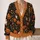 Vintage Halloween Pumpkins, Cats and Bats for Autumn Parties and Casual Layering Style All-over Print Knitted Cardigan - 2