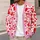 Pink and Red Heart Motif for Valentine Gatherings and Sweet Everyday Layering Style All-over Print Knitted Cardigan - 5