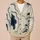 Navy Contour Waves for Relaxed Autumn Layering, Women's Topographic Wardrobe Style All-over Print Knitted Cardigan - 6