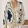 Navy Contour Waves for Relaxed Autumn Layering, Women's Topographic Wardrobe Style All-over Print Knitted Cardigan - 2