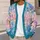 Turquoise Floral Watercolor Blooms for Relaxed Weekend Layering and Bohemian Style All-over Print Knitted Cardigan - 5