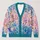 Turquoise Floral Watercolor Blooms for Relaxed Weekend Layering and Bohemian Style All-over Print Knitted Cardigan - 1