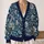 Navy Paisley Floral Boho Style For Everyday Office Travel And Seasonal Layering Wear All-over Print Knitted Cardigan - 2