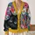 Black Cat Floral Bloom Eye Motif for Colorful Everyday Layering and Relaxed Casual Style All-over Print Knitted Cardigan - 2