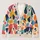 Colorful Abstract Dog Faces for Casual Everyday Layering Women Animal Lover All-over Print Knitted Cardigan - 1