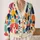 Colorful Abstract Dog Faces for Casual Everyday Layering Women Animal Lover All-over Print Knitted Cardigan - 2