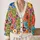 Colorful Vintage Floral Garden Motifs for Relaxed Everyday Layering and Weekend Style All-over Print Knitted Cardigan - 2