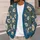 Cream Daisy And Olive Vine Floral Blue Casual Layering Style For Women, Autumn Everyday All-over Print Knitted Cardigan - 5