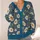 Cream Daisy And Olive Vine Floral Blue Casual Layering Style For Women, Autumn Everyday All-over Print Knitted Cardigan - 4