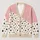 Dusty Pink Cream Polka Dot Color Block for Casual Autumn Layering Women’s Everyday Style All-over Print Knitted Cardigan - 1