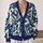 Navy Koi Fish Waves for Relaxed Fall Layering, Japanese Style for Women All-over Print Knitted Cardigan - 2