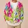 Neon Floral Graffiti Street Art for Autumn Layering, Vibrant Y2K Women’s Style All-over Print Knitted Cardigan - 6