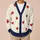 Red Heart Motifs On Cream Ground For Romantic Spring Layering, Campus Days, And Travel All-over Print Knitted Cardigan - 6