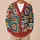 Colorful Bohemian Floral Squares For Fall Layering And Relaxed Everyday Style Wear All-over Print Knitted Cardigan - 6