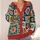 Colorful Bohemian Floral Squares For Fall Layering And Relaxed Everyday Style Wear All-over Print Knitted Cardigan - 4